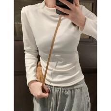 批发【官图德绒】美式复古长袖<b class='q'>T</b><b class='q'>恤</b>女秋冬新款时尚百搭简约纯色上衣潮