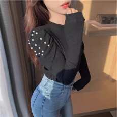 批发【官图德绒】美式复古修身长袖<b class='q'>T</b><b class='q'>恤</b>女秋冬新款时尚百搭纯色上衣潮