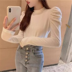 批发【官图德绒】美式复古修身显瘦长袖<b class='q'>T</b><b class='q'>恤</b>女时尚百搭简约通勤上衣潮