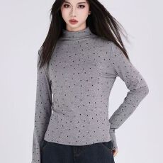 批发【官图1*1螺纹德绒220克】美式复古<b class='q'>长袖</b><b class='q'>T</b><b class='q'>恤</b>女修身显瘦辣妹打底衫