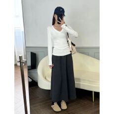 批发【官图冰丝磨毛】美式复古<b class='q'>街头</b>辣妹长袖T恤女修身显瘦纯色打底衫