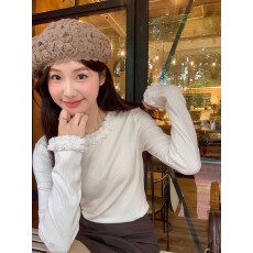 批发【官图慕斯羊绒200克】秋冬新款纯欲风长袖<b class='q'>T</b><b class='q'>恤</b>女修身显瘦纯色上衣