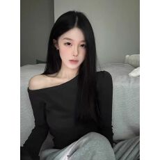 批发【官图人棉】美式<b class='q'>街头</b>纯色长袖T恤女修身显瘦时尚百搭辣妹上衣ins