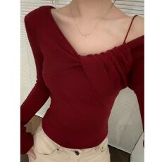 批发【官图人棉】美式复古<b class='q'>街头</b>长袖T恤女修身显瘦时尚百搭上衣女ins潮