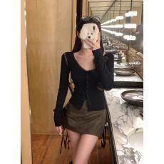 批发【官图冰丝螺纹】美式辣妹风蕾丝拼接设计感长袖t恤女士上衣ins潮