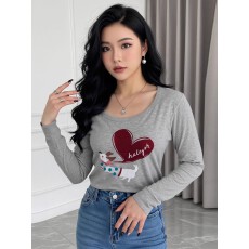 批发【官图人棉】美式<b class='q'>街头</b>时尚百搭辣妹风长袖t恤女设计感小众上衣ins