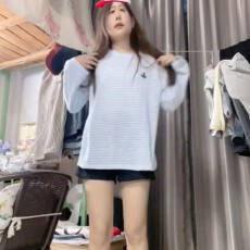 批发【官图天丝螺纹110克】美式复古长袖T恤女修身显瘦微透慵懒风上衣