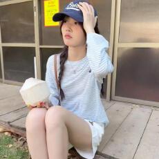 批发【官图天丝螺纹110克】美式复古长袖T恤女修身显瘦微透慵懒风上衣