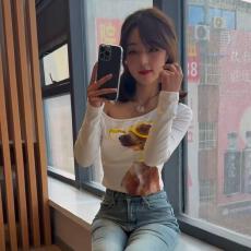 批发【官图德绒180克】春季新款修身显瘦长袖<b class='q'>T</b><b class='q'>恤</b>女时尚百搭纯欲风上衣