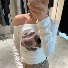 批发【官图德绒180克】韩版辣妹风<b class='q'>印花</b>长袖<b class='q'>t</b><b class='q'>恤</b>女修身显瘦时尚百搭上衣