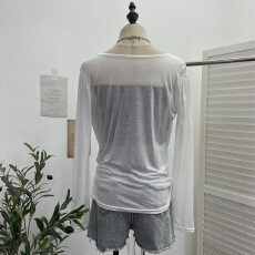 批发【官图天丝】夏季新款<b class='q'>长袖</b><b class='q'>T</b><b class='q'>恤</b>女韩版纯欲风时尚抹胸两件套上衣潮