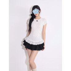 批发【官图纯棉】<b class='q'>韩版</b>复古设计感蕾丝短袖<b class='q'>T</b><b class='q'>恤</b>女时尚百搭辣妹风上衣ins