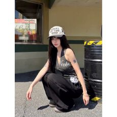批发【官图人棉螺纹】美式<b class='q'>街头</b>辣妹风挂脖背心女气质修身显瘦时尚上衣