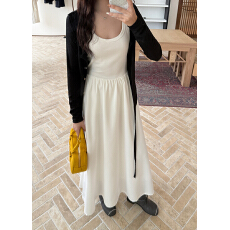 批发两件套 大码法式温柔风白色吊带连衣<b class='q'>裙</b>子套装长<b class='q'>裙</b>