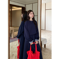 批发美式复古灰色运动套装上衣+半身<b class='q'>裙</b>两件套