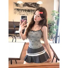 批发【带胸垫】kitty猫咪印花<b class='q'>吊带</b><b class='q'>背心</b>女夏季内搭灰色辣妹<b class='q'>打底</b>衫上衣