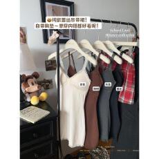 批发带胸垫纯欲蕾丝边v领内搭打底吊带<b class='q'>连衣裙</b>辣妹修身紧包臀短裙