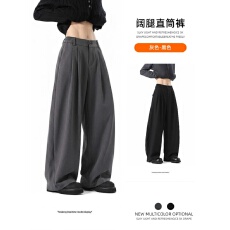批发现货复古潮牌高级感打褶垂感西裤男美式宽松百搭阔腿<b class='q'>休闲裤</b>直筒