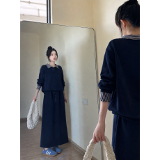 批发微胖MM巨好看的<b class='q'>春</b>秋一整套高级感时尚卫衣半身裙子漂亮韩系小套装