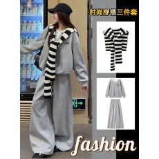 批发高品质+毛织披肩慵懒风卫衣运动套装宽松长裤休闲两件套时尚