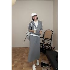 批发韩系<b class='q'>运动</b>服套装女春秋时尚简约连帽卫衣半身裙知性气质休闲两件套