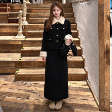 批发官图 <b class='q'>大码</b>女装<b class='q'>胖</b><b class='q'>mm</b><b class='q'>韩版</b>翻领拼接外套+半身裙2026冬季气质显瘦套装