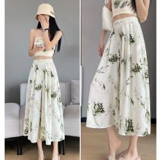 批发大码阔腿<b class='q'>裤裙</b>夏季薄款冰丝<b class='q'>雪纺</b>高腰显瘦中式国风垂感休闲裙裤