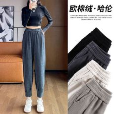 批发哈伦裤女2025秋季新款宽松显瘦休闲裤雪尼尔时尚百搭束脚萝卜韩版