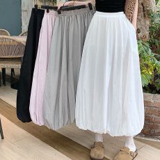 批发花苞高腰半身裙2024新款春夏<b class='q'>中长款</b>A字伞裙口袋设计感灯笼裙