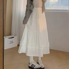 批发白色裙子2026新款夏季高腰a字显瘦蓬蓬<b class='q'>蕾丝</b>边蛋糕裙小个子半身裙