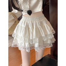 批发芭蕾风<b class='q'>蕾丝</b>花边半身裙蛋糕裙女春季2026新款高腰防走光蓬蓬裙短裙