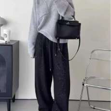 批发亮闪闪阔腿满天星裤<b class='q'>女</b>新款2026夏季高腰休闲直筒长裤显瘦拖地