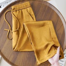 批发冰丝中式缎面阔腿提花裤女长裤国风夏季2026宽松新款高档阔腿裤