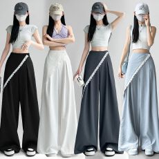 批发高级感蕾丝西<b class='q'>装</b><b class='q'>阔腿裤</b>女冰丝高腰设计感<b class='q'>气质</b>休闲西<b class='q'>装</b>长<b class='q'>裤</b>子