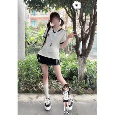 批发JK小众制服POLO短衫短裤套装体操学院风休闲运动<b class='q'>百搭</b>两件套