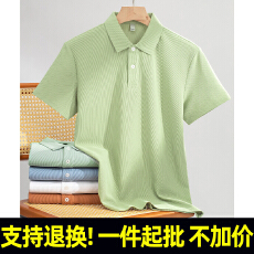 批发支持退货2180#210克八角珠 10A抗菌 宽松纯色休闲POL0领短袖T恤