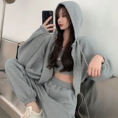 批发2026新款休闲运动套装女<b class='q'>春</b>秋季卫衣宽松炸街时尚减龄洋气三件套潮