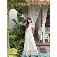 批发法式气质刺绣蕾丝吊带<b class='q'>连衣</b>裙女夏高级感气质初恋海边度假沙滩<b class='q'>长裙</b>