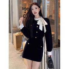 批发富家千金入秋穿搭一整套装女2026秋冬<b class='q'>新款</b>蝴蝶结上衣<b class='q'>半身裙</b>两件套