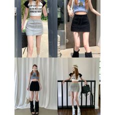 批发辣妹抽绳运动短裙2025年夏少女运动感高腰<b class='q'>百搭</b>包臀A字半身裙