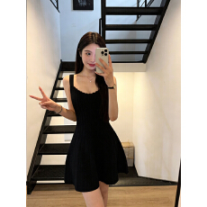 批发绝美夏季女装新款针织吊带<b class='q'>连衣裙</b>修身显瘦A字短裙黄色内搭<b class='q'>打底裙</b>