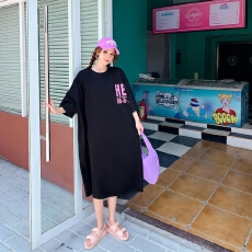 批发大码女装宽松显瘦长款<b class='q'>孕妇</b><b class='q'>装上</b>衣春秋微胖妹妹棉短袖<b class='q'>t</b><b class='q'>恤</b>裙潮
