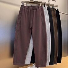 批发潮流直筒弯刀休闲裤2025春秋男女款宽松纯色阔腿百搭卫裤新款