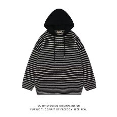 批发2025日系vintage毛衣男女秋装ins慵懒风bf复古软糯套头连帽针织