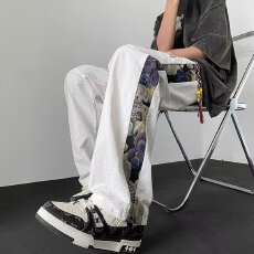 批发2025新款宽松休闲裤男韩版潮流百搭<b class='q'>裤子</b>秋季薄款坠感阔腿拖地长裤