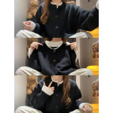 批发 特价毛衣 秋冬穿搭高级感假两件针织衫上衣外套女质感毛衣