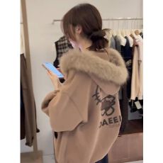 批发实价可拆卸毛领+印花+纯棉华棉复牛奶丝特<b class='q'>大</b>码300斤薄外套
