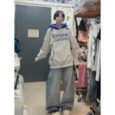 批发实价(后包条+印花+纯棉华棉复合牛奶丝)特大码300斤字母卫衣