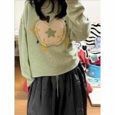 特价毛衣 复古慵懒风苹果提花圆领毛衣秋冬2025新款针织衫