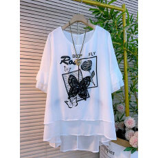 批发（珠片+印花+珍珠雪纺布）特大码200斤新款高档洋气<b class='q'>打底衫</b>